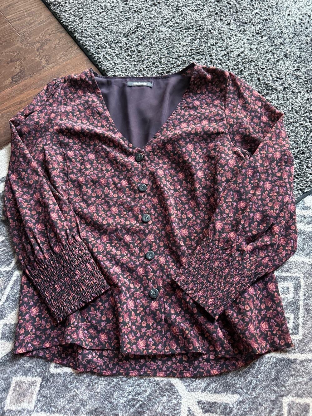 Madewell Burgundy Floral Button-Front Blouse